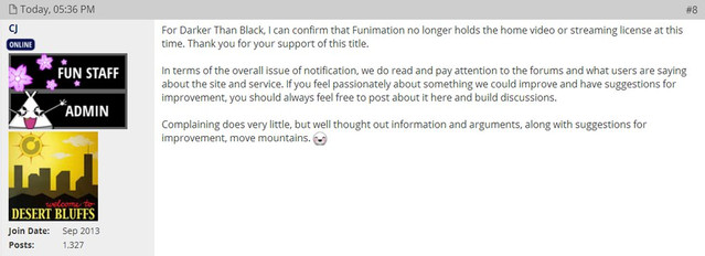 Crunchyroll - FUNimation No Longer Holds "Darker Than Black" Rights