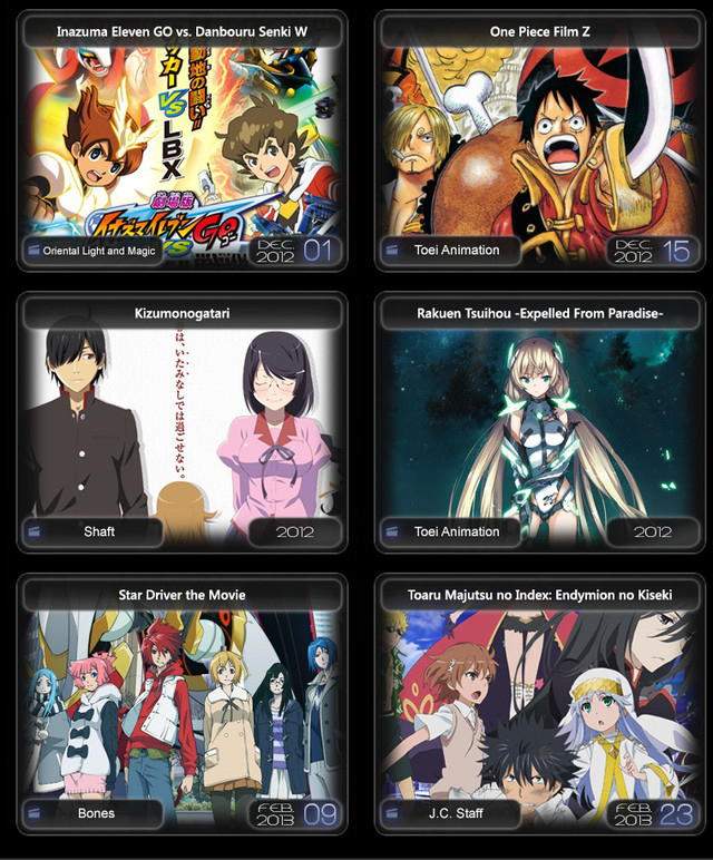 Winter 2012 Anime Chart