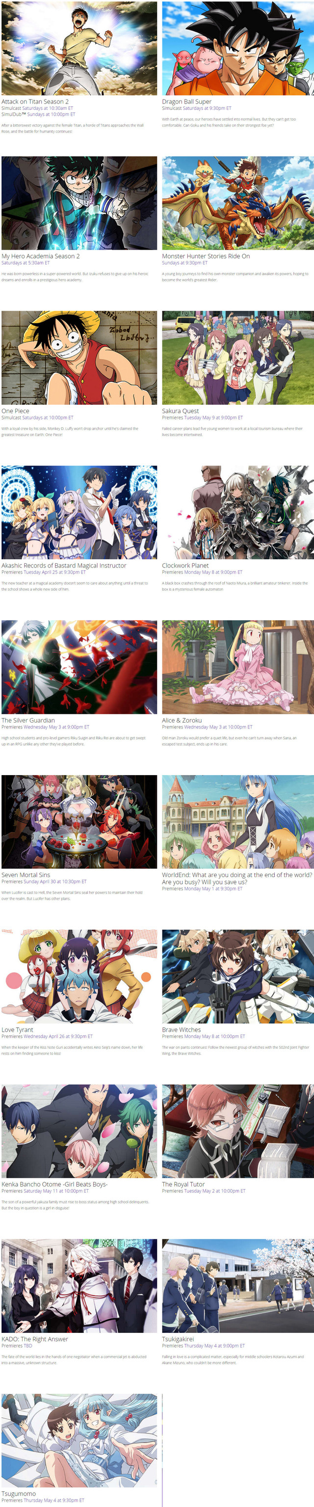 Crunchyroll Funimation Announces Spring Anime SimulDub Schedule