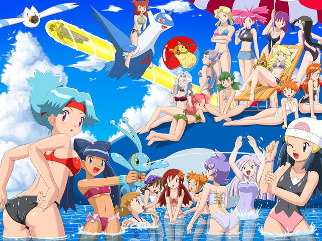 LOL Brock Is staring at the pokemon girls again XD