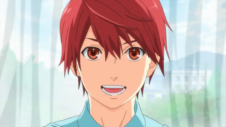 Protagonist Haru Yamato smiles at the prospect of playing futsal with his friends in a scene from the upcoming Futsal Boys!!!!! TV anime.