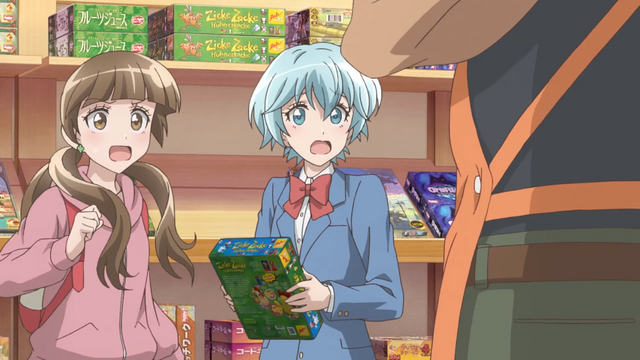 Aya Takayashiki and Miki Takekasa are surprised to encounter Takeru Kinjou, the owner of the Saikoro Club board game store.