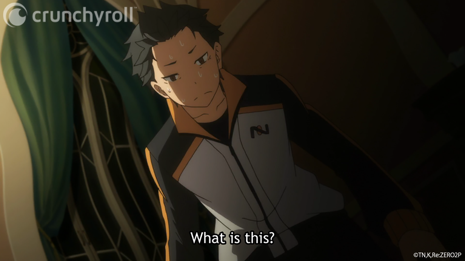 Natsuki Subaru begins to fall victim to a deadly curse in a scene from the Re:ZERO -Starting Life in Another World- TV anime.