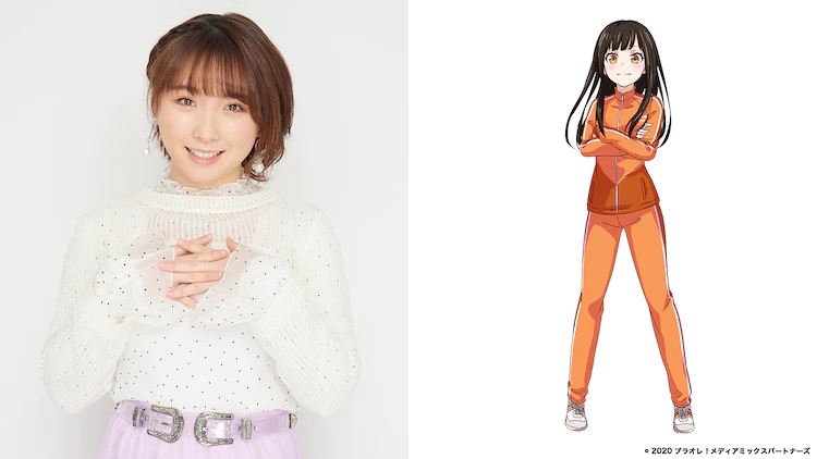 A promotional image featuring voice actor Kurumi Takase and a character setting of Mona Fujishiro, the character that she plays in the upcoming PuraOre! ~PRIDE OF ORANGE~ TV anime.