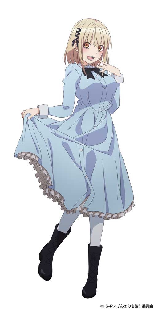 Eine Charakterverfilmung von Pai Kawahigashi aus dem kommenden TV-Anime „Pon no Michi“.  Pai ist eine dralle junge Dame mit blonden Haaren und bernsteinfarbenen Augen.  Sie trägt ein hellblaues Rüschenkleid, weiße Strümpfe und schwarze Stiefel.
