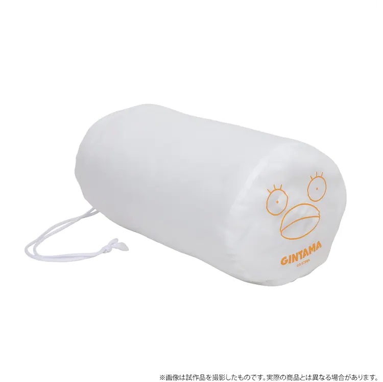 A promotional image of the made-to-order Elizabeth sleeping bag (in rolled-up storage form) from the Gintama TV anime.