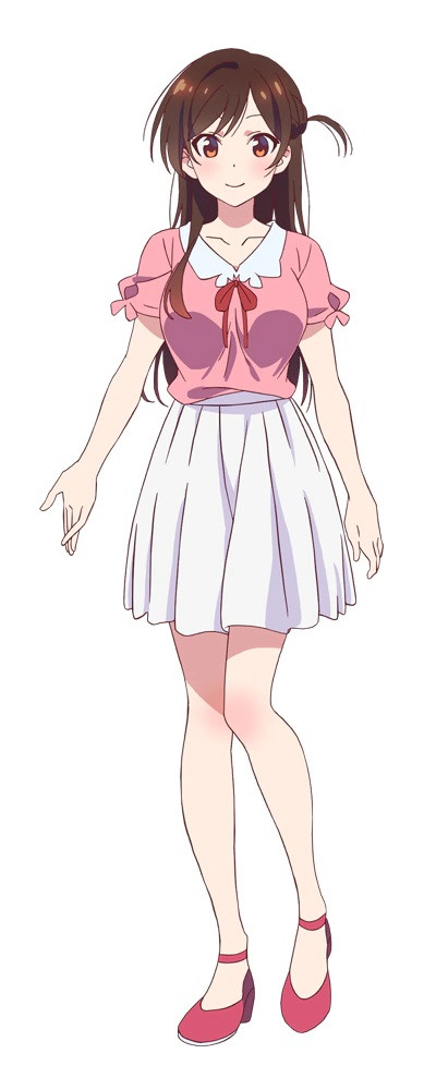 A character visual of Chizuru Mizuhara, the heroine of the upcoming Rent-A-Girlfriend TV anime.