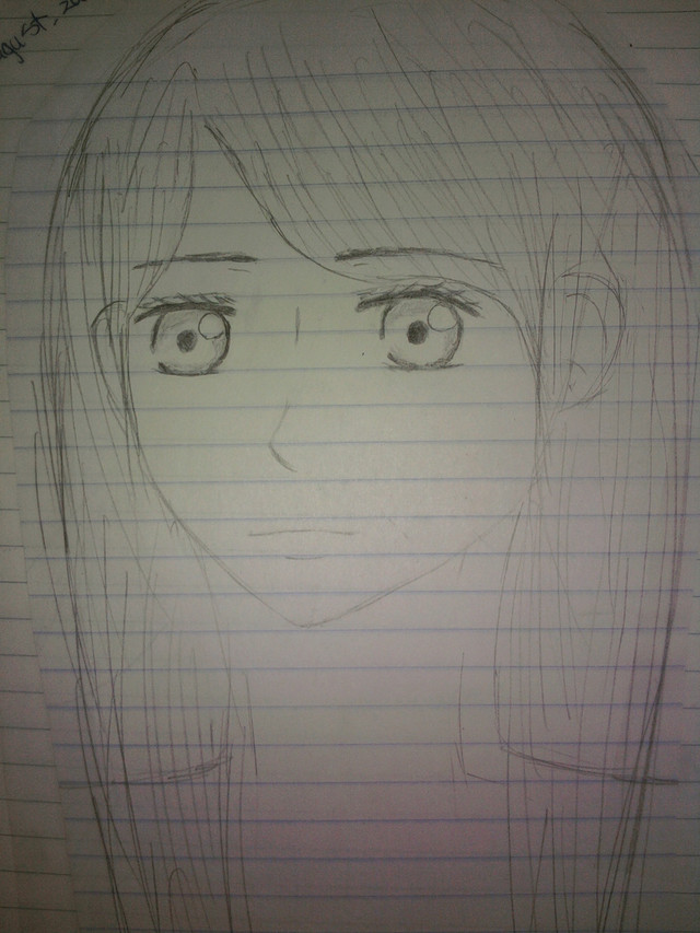 downcast anime face drawing