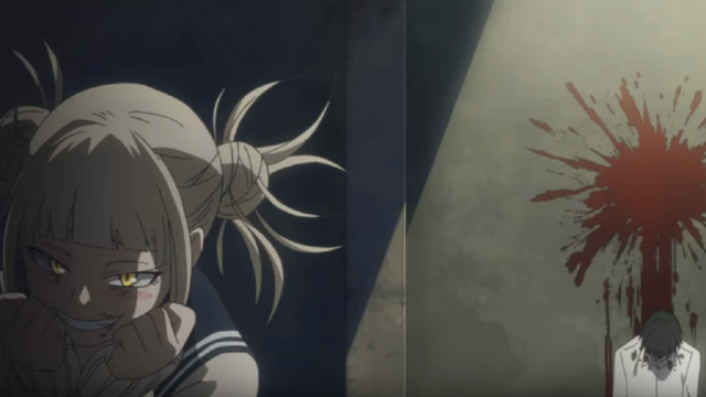 Toga with bloody wall in My Hero Academia