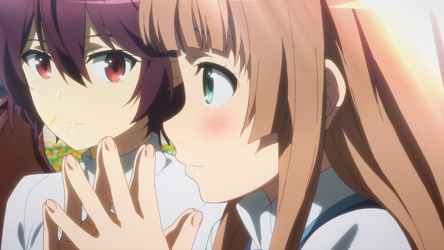 Grea and Anne share a piano duet in a scene from the MYSTERIA Friends TV anime.