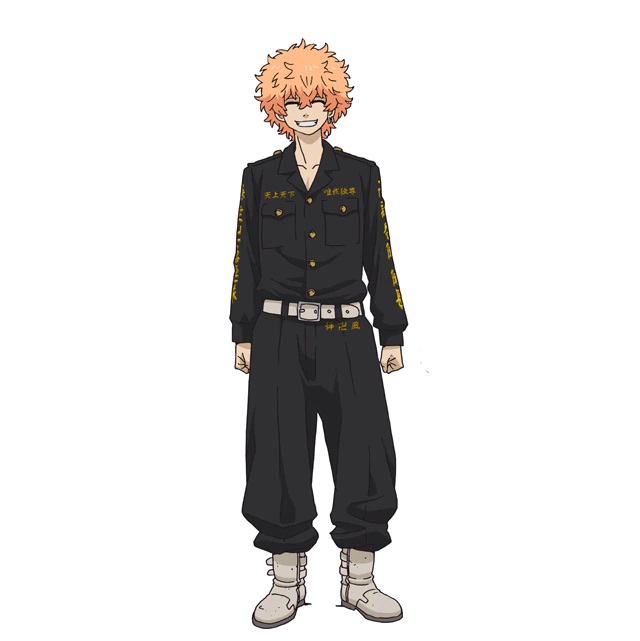 A character setting of Nahoya Kawata, a delinquent with curly orange hair and a double earring set in his left ear lobe from the upcoming Tokyo Revengers TV anime.