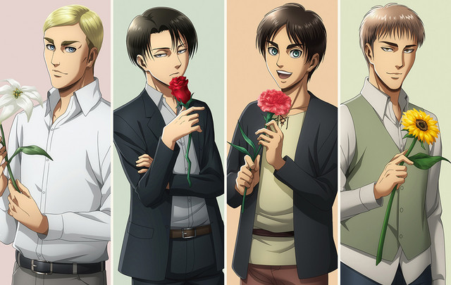 Crunchyroll - Smell the Roses with the Boys from Attack on Titan in New  Flower Shop Collaboration