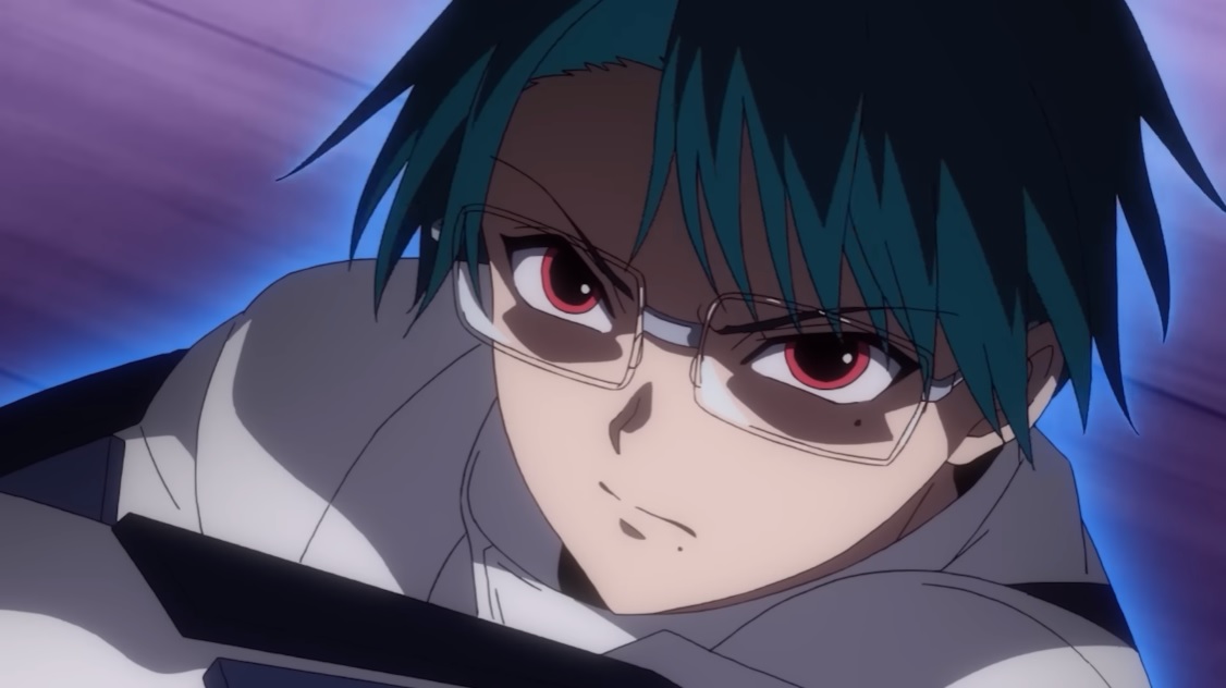 Katsumi Amako sports a look of grim determination in a scene from the ORIENT TV anime.