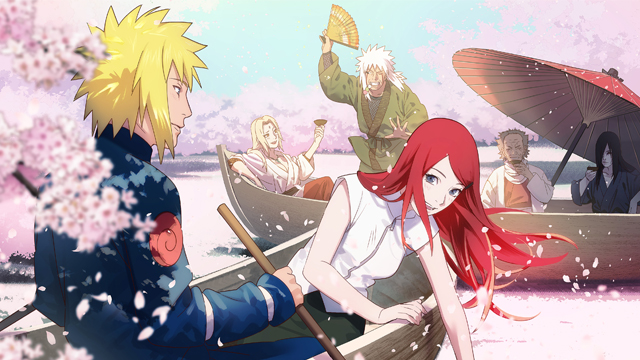#Minato und Kushina genießen einen Frühlingstag in einer speziellen Naruto-Anime-Illustration