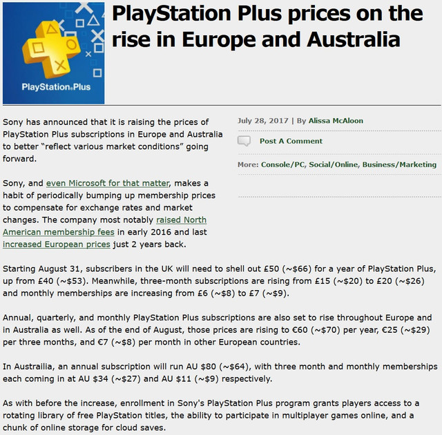 playstation plus price australia