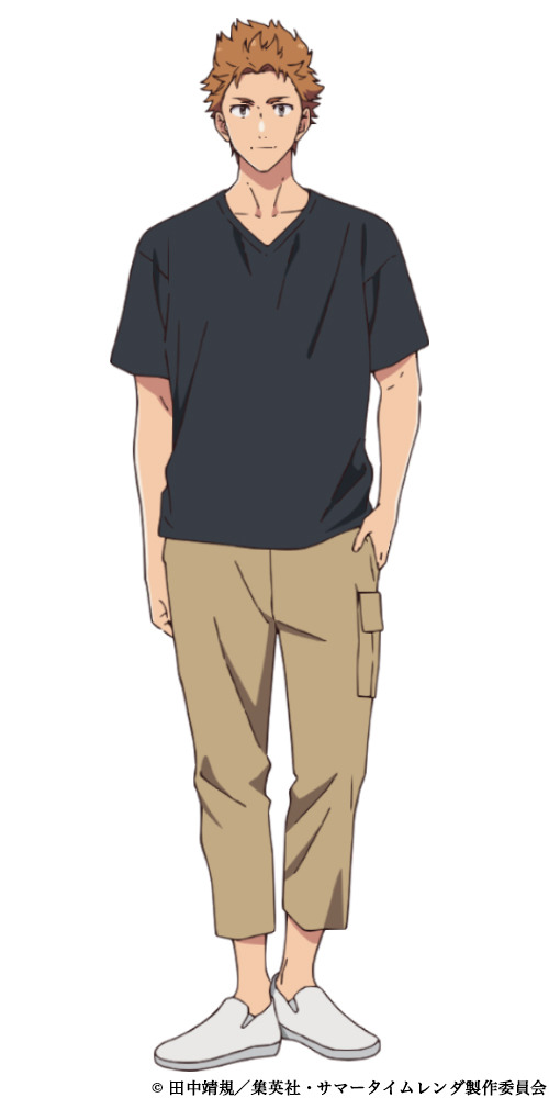 A character setting of Sou Hishigata, a young man while touseled hair dressed in casual clothes, from the upcoming Summertime Rendering TV anime.