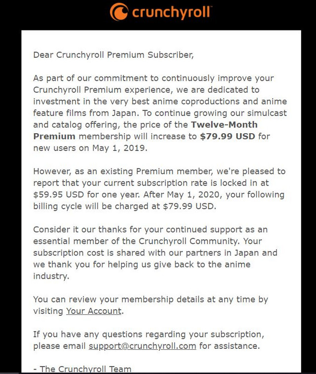 does crunchyroll cost money