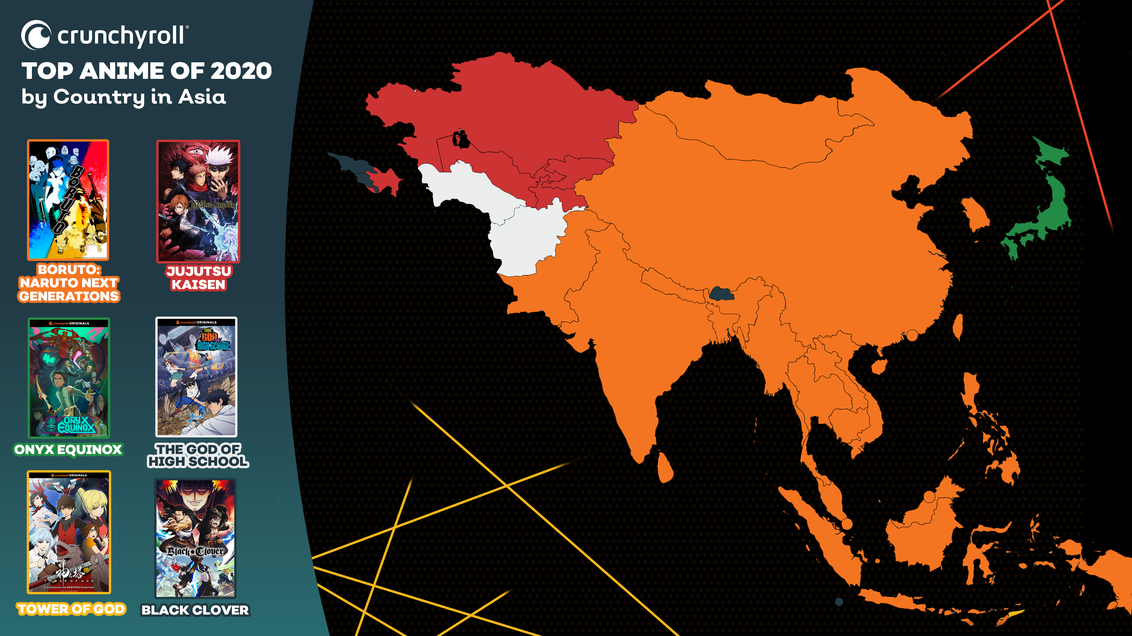 Top Anime von 2020 nach Ländern - Asien