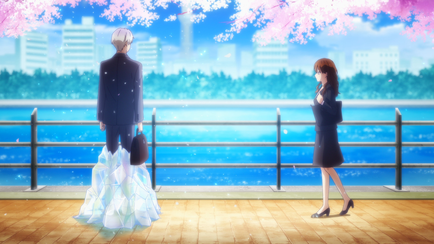 Der Anime-Header „The Ice Guy and His Cool Female Colleague“.