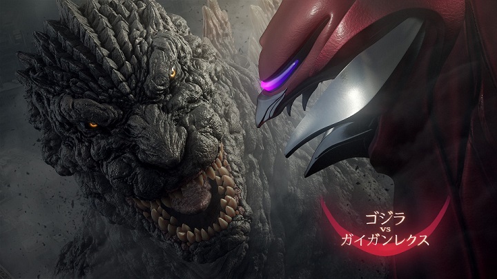 Godzilla comes face-to-face with the evil alien invader Gigan Rex in a scene from the Godzilla vs. Gigan Rex 3DCG short film.
