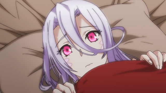 Lamia girl Saphentite Neikes hides under the covers is a scene from the Monster Girl Doctor TV anime.