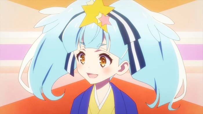 Lily Hoshikawa smiles for the camera in a scene from the ZOMBIE LAND SAGA TV anime.