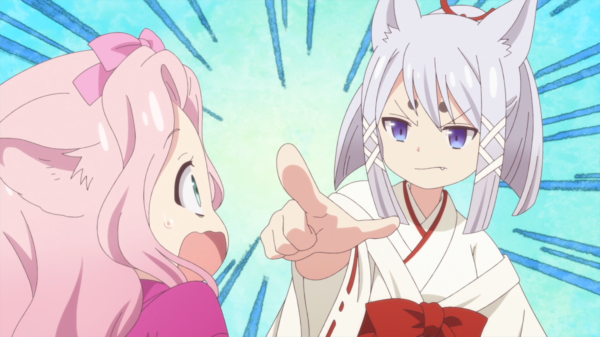 Ren is intimidated by Hiiragi's brash personality in a scene from the 2017 KONOHANA KITAN TV anime.