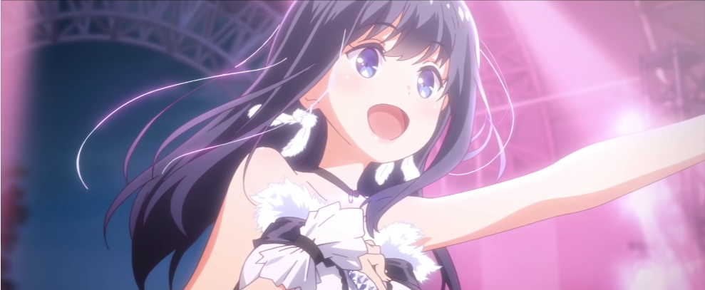 Mana Nagase performs on-stage as a breakout idol in a scene from the upcoming IDOLY PRIDE TV anime.