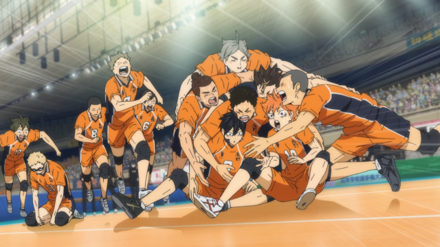 Karasuno feiert den Sieg