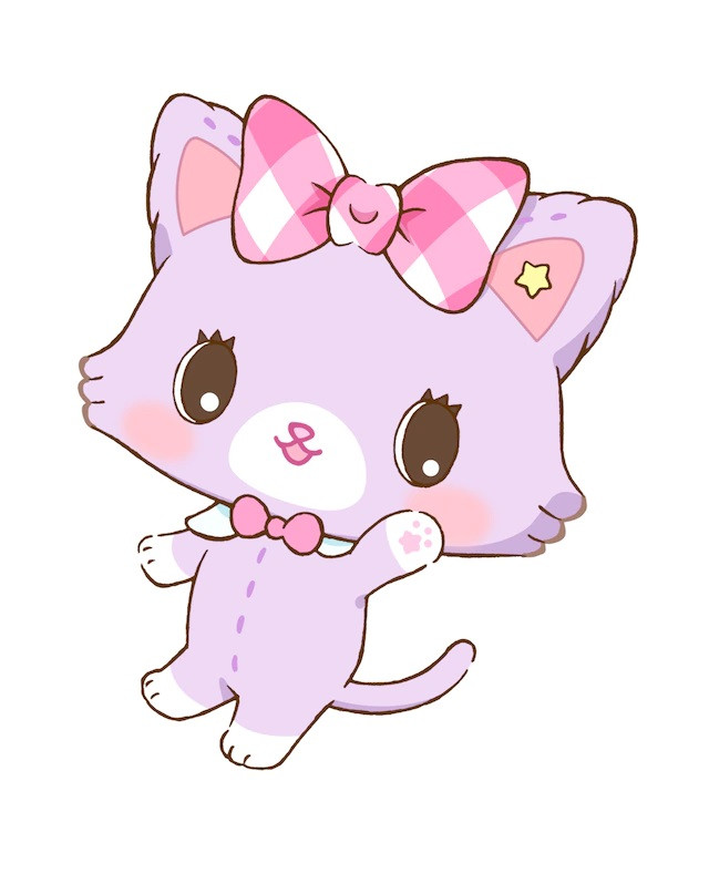 A character visual of Mew, a lilac-colored living kitty stuffed animal from the upcoming Mewkle Dreamy TV anime.