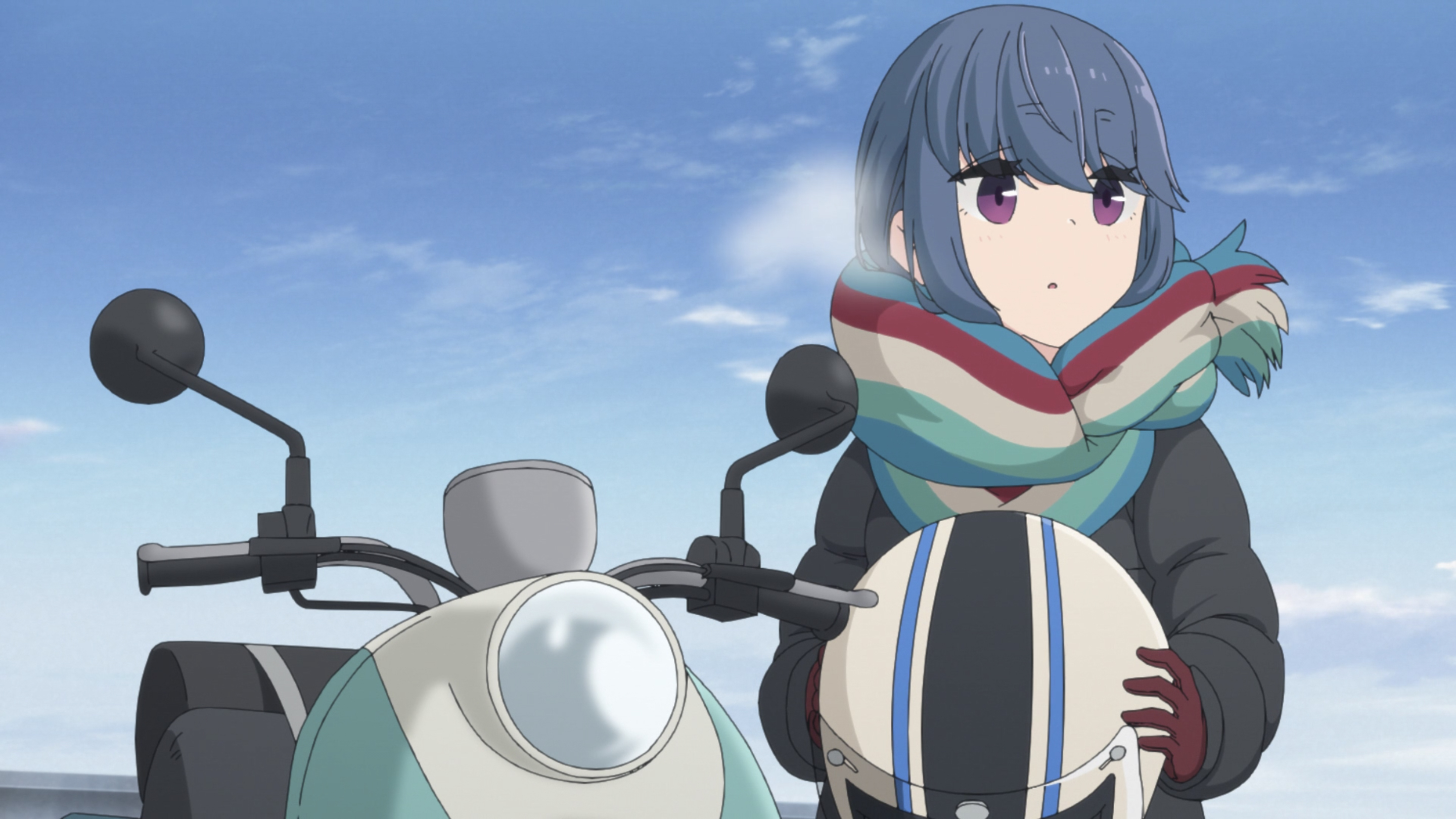 Yuru camp. Yuru Camp Рин. Мопед Yuru Camp. Лагерь на свежем воздухе Yuru Camp.