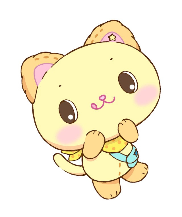 A character visual of Peko, a yellow-colored living kitty stuffed animal from the upcoming Mewkle Dreamy TV anime.