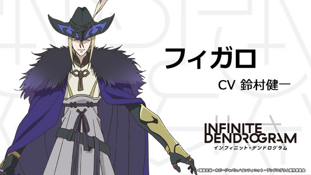 Figaro, a dandy looking gentleman with a feathered hat and furred cloak in the Infinite Dendrogram TV anime.