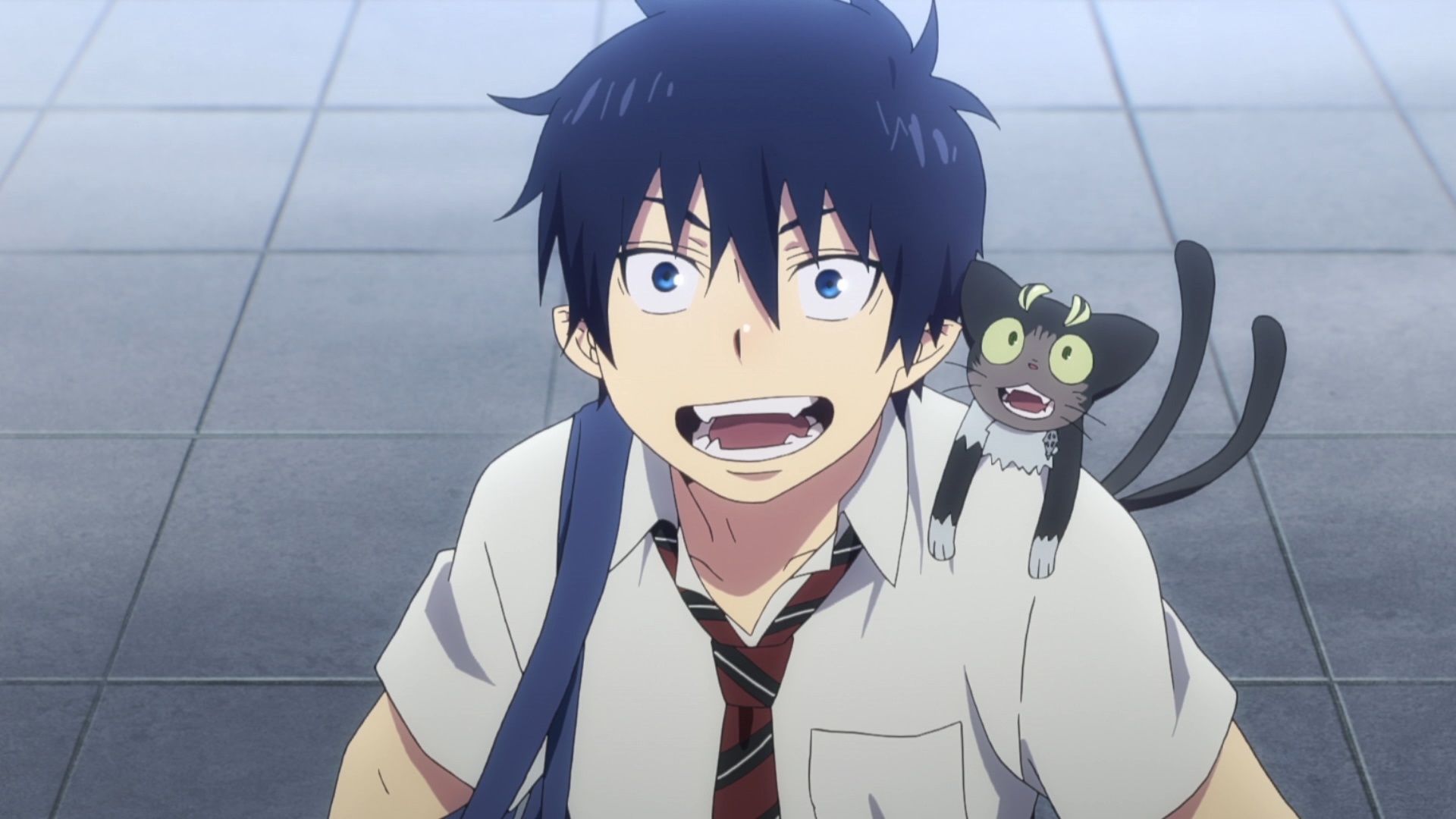 Rin Okumura and his familiar spirit, Kuro