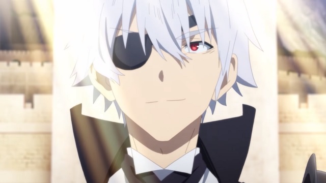 As the sun's rays shine on him, Hajime Nagumo smiles with evil determination in a scene from the anime Arifureta: From Commonplace to World's Strongest TV.