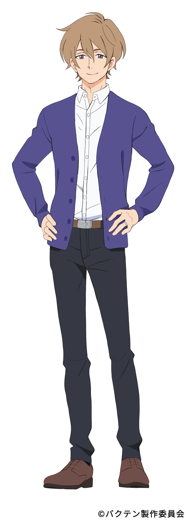 A character setting of Shuusaku Shida, a slender man with a gentle expression who acts as the coach for the men's rhythmic gymnastics club at Soshukan High School in the upcoming Bakuten!! TV anime.