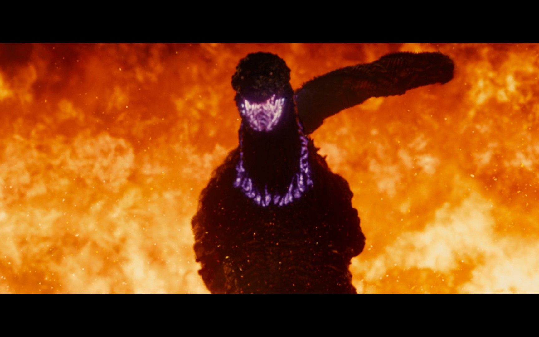 Shin Godzilla surrounded by fire