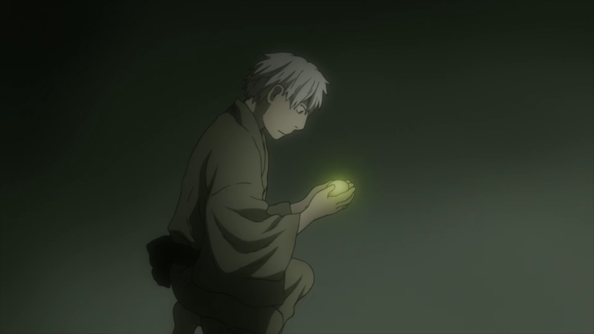 Ginko holds an egg, Mushi-Shi