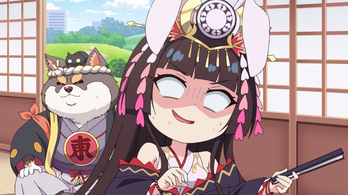 Kaguyahime and Wanjirou are nonplussed in a scene from the upcoming Jong-tama PONG☆ TV anime.