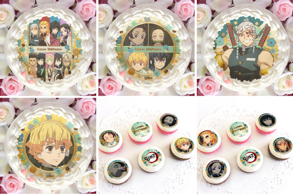 Demon Slayer White Day cakes and macarons