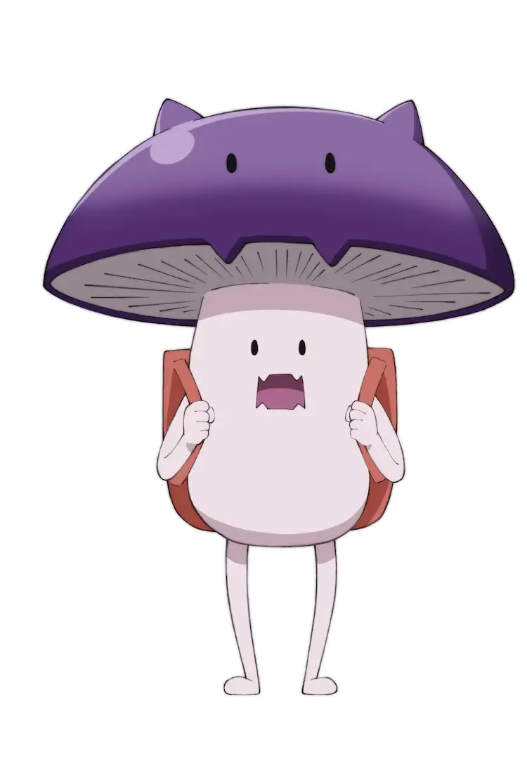 A character setting of Kinoko, a mushroom-shaped monster, from the upcoming Kono Healer, Mendokusai TV anime.