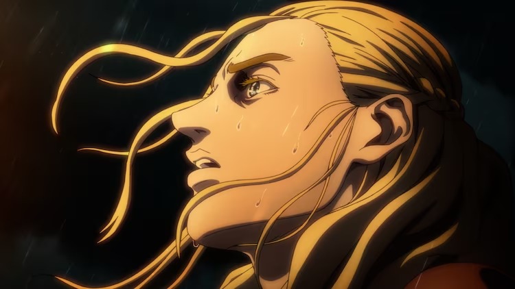Prince Canute is stunned by an otherworldly vision in a scene from the VINLAND SAGA TV anime.