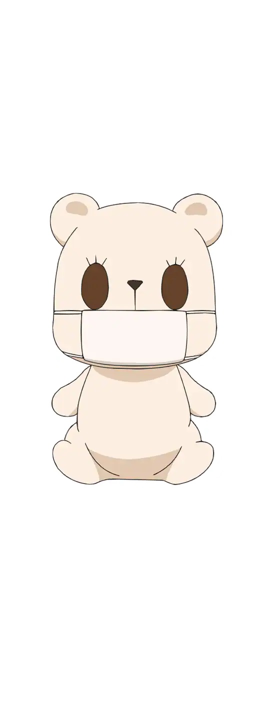 Un escenario del personaje de Masukuma del próximo anime televisivo 4-nin wa Sorezore Uso wo Tsuku.  Masukuma es un personaje mascota de un oso polar que lleva una máscara médica.