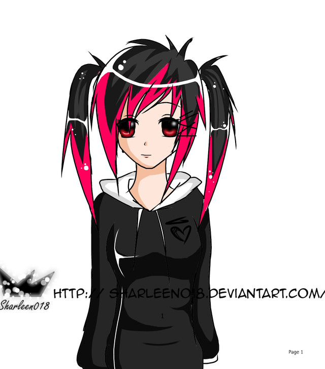 Emo anime girl with black hair