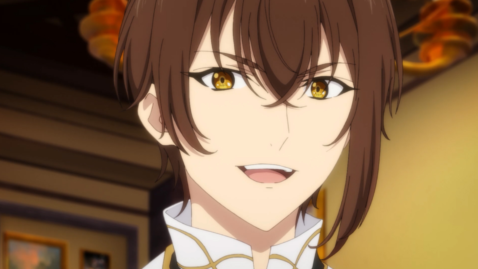 Prince Wein smirks and schemes in a scene from The Genius Prince's Guide to Raising a Nation Out of Debt TV anime.