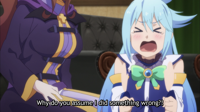 Aqua is upset in KONOSUBA