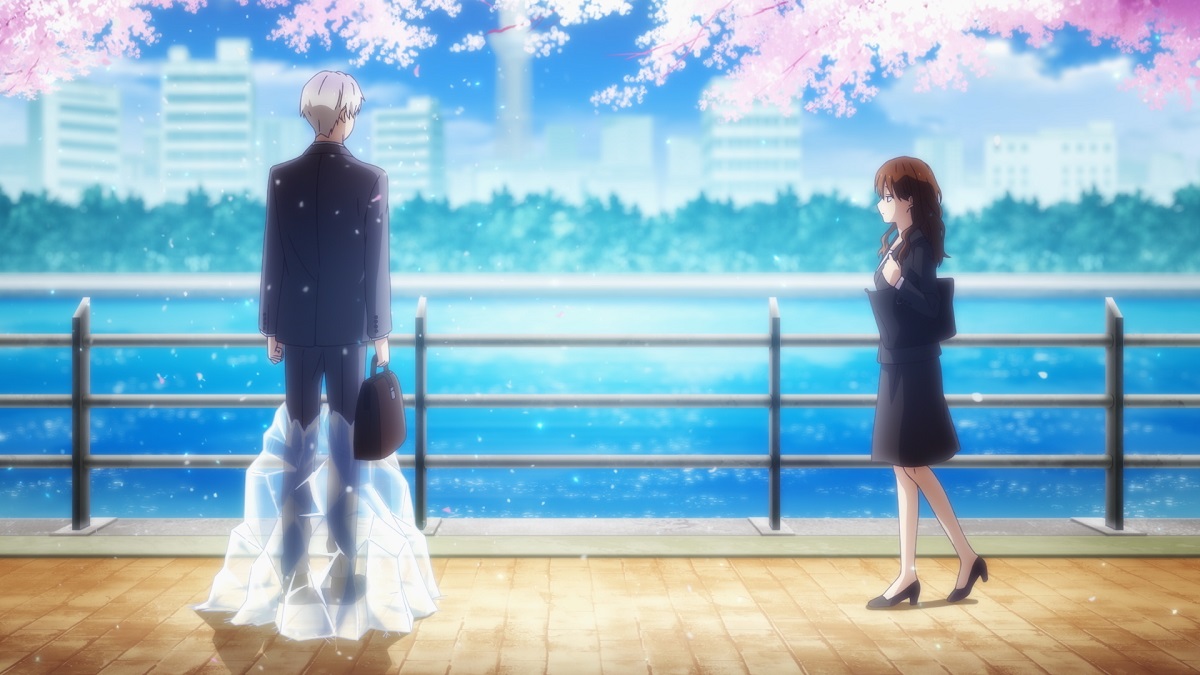 Der Anime-Header „The Ice Guy and His Cool Female Colleague“.