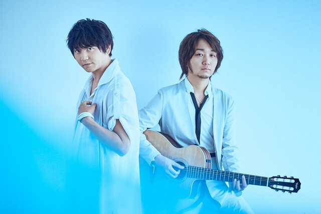 A key visual of the music unit SCREEN mode, composed of vocalist Yu-YOU- and guitarist Masatomo.