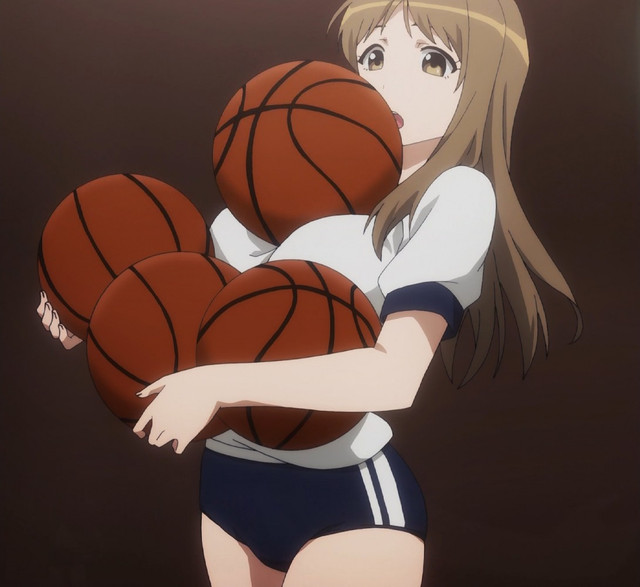 Anime girl playing basketball