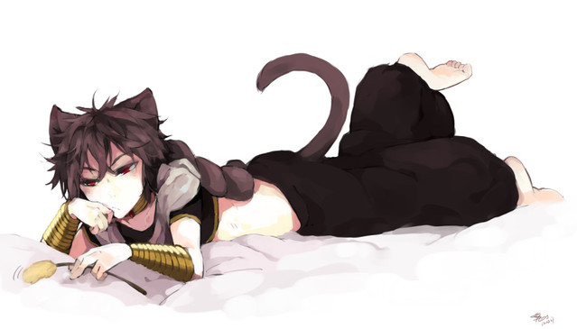 Anime boy laying down